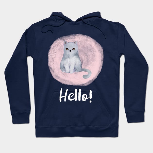 Watercolor Cat - Hello Hoodie by WizardingWorld